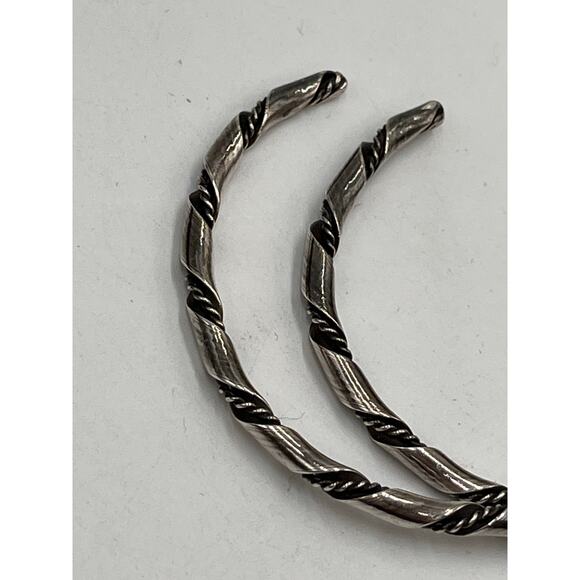 Sterling Silver 925 Vintage Navajo Rope Twist Thin Cuff Bracelet Stacked Set - Picture 6 of 8
